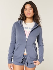 Hollister Blue Zip-Through Hoodie - Image 1 of 4