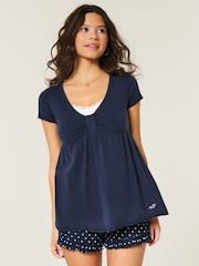 أزرق - Hollister Babydoll Short Sleeve Top - Image 1 of 3