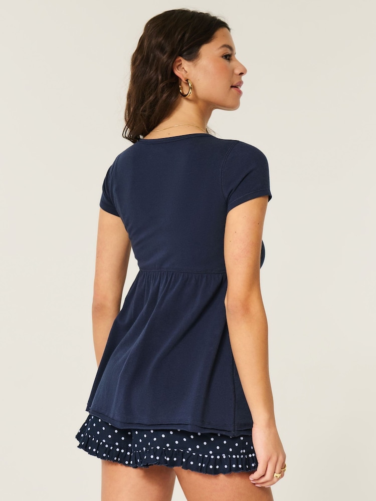 أزرق - Hollister Babydoll Short Sleeve Top - Image 2 of 3