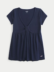أزرق - Hollister Babydoll Short Sleeve Top - Image 3 of 3