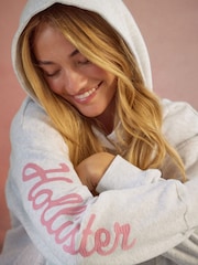 Hollister Grey Hollister Grey Oversized Logo Graphic Hoodie - Image 2 of 4