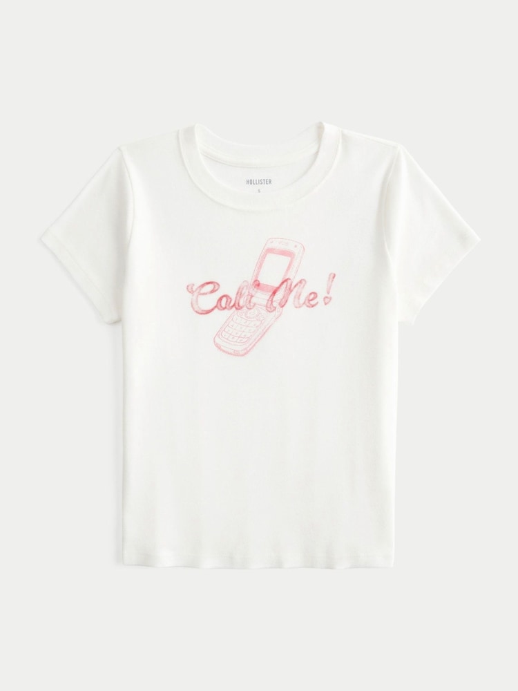 Hollister White Call Me Graphic Baby T-Shirt - Image 3 of 3