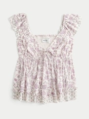 Hollister White Easy Handkerchief Hem Babydoll Top - Image 4 of 4