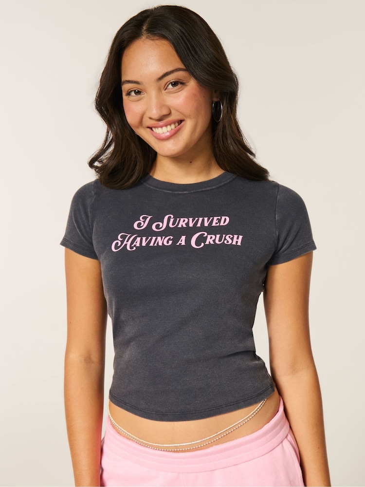 Hollister Black Call Me Graphic Baby T-Shirt - Image 1 of 4