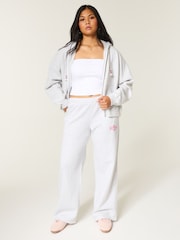 Hollister Light Grey Feel Good Wide Leg Logo Graphic Sweatpant Joggers - Image 3 of 5