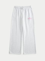 Hollister Light Grey Feel Good Wide Leg Logo Graphic Sweatpant Joggers - Image 4 of 5