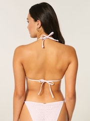 Hollister Pink Crochet-Style Sequin Triangle Bikini Top - Image 4 of 6