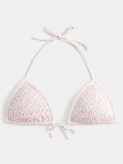 Hollister Pink Crochet-Style Sequin Triangle Bikini Top - Image 5 of 6