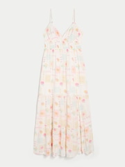 Hollister White Embroidered Strappy Maxi Dress - Image 3 of 5