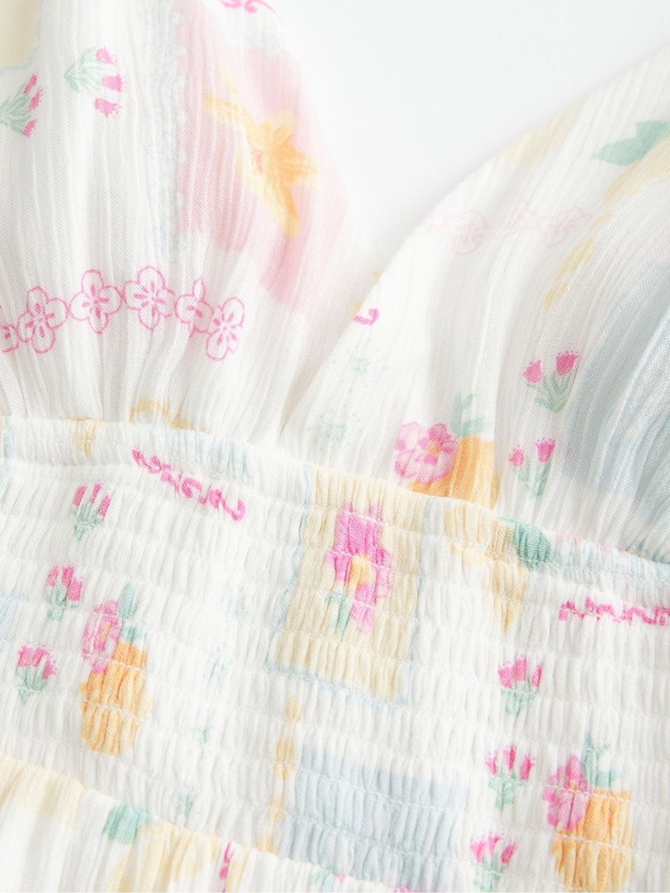 Hollister White Embroidered Strappy Maxi Dress - Image 5 of 5