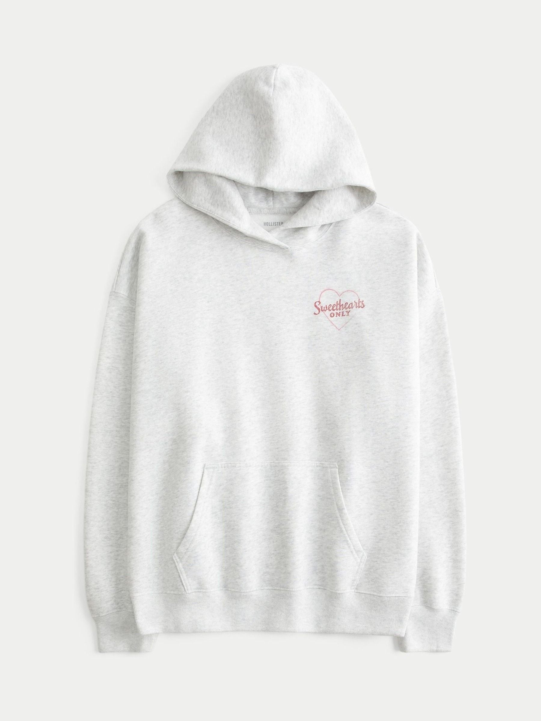 Buy Hollister Grey Oversized Sweethearts Only Graphic Hoodie from