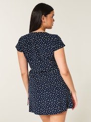 Hollister Blue Short-Sleeve Wrap Mini Dress - Image 3 of 4