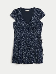 Hollister Blue Short-Sleeve Wrap Mini Dress - Image 4 of 4