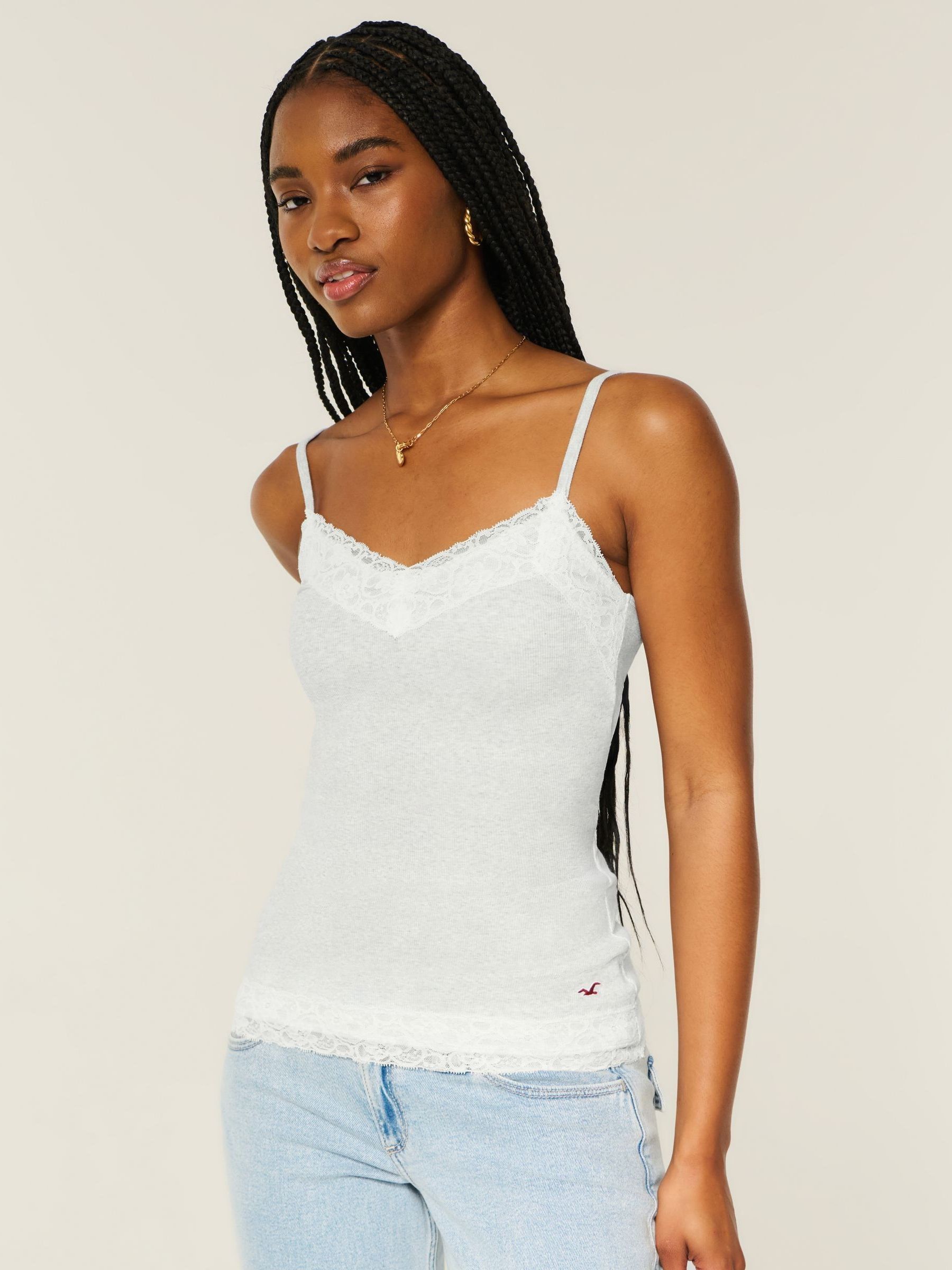 Buy Hollister Grey Lace Trim Layering Camisole from Next Kuwait