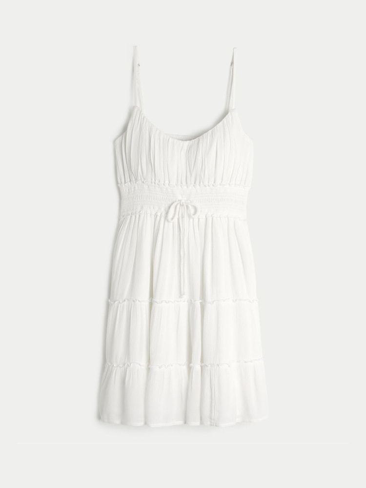 Hollister White Smocked Mini Dress - Image 4 of 4