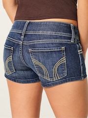 Hollister Blue Ultra Low-Rise Dark Wash Denim Shortie Shorts - Image 3 of 5