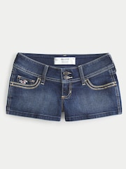 Hollister Blue Ultra Low-Rise Dark Wash Denim Shortie Shorts - Image 4 of 5