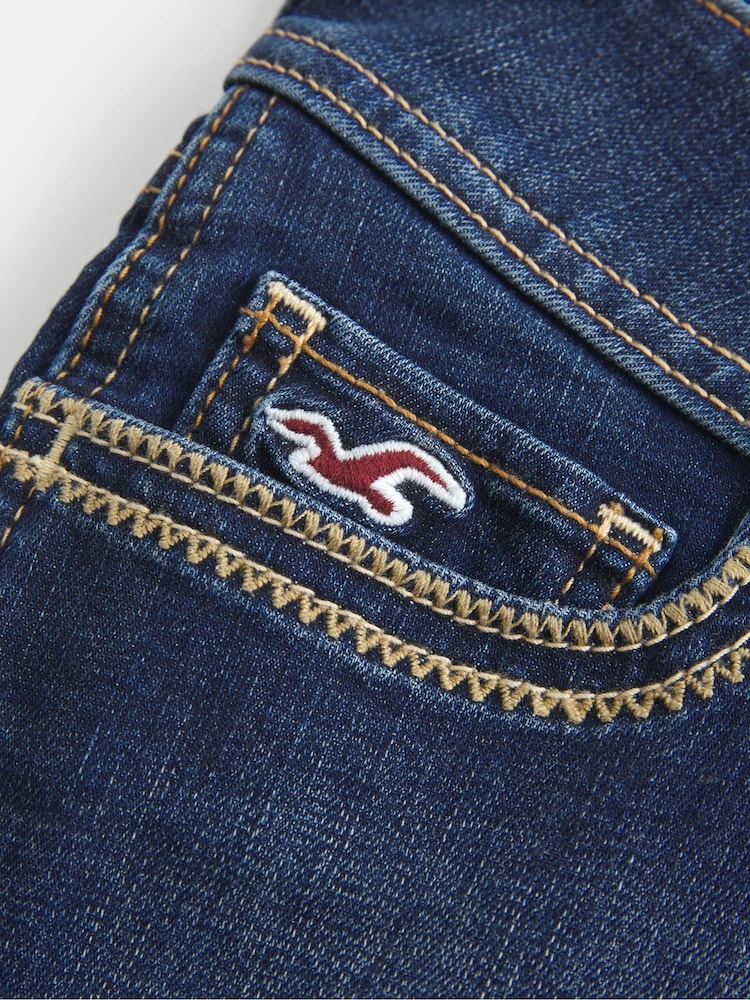 Hollister Blue Ultra Low-Rise Dark Wash Denim Shortie Shorts - Image 5 of 5