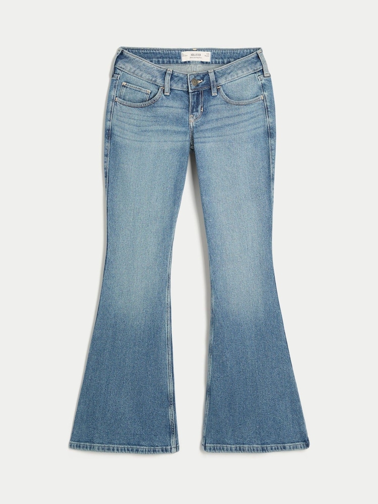Hollister Blue Ultra Low-Rise Medium Wash Flare Jeans - Image 1 of 1 Hollister Blue Ultra Low-Rise Medium Wash Flare Jeans - Image 1 of 1