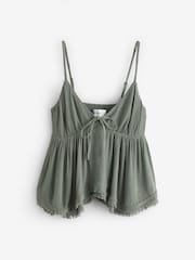 Hollister Green Boho Ruffle Hem Strappy Cami Top - Image 1 of 1