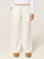 Hollister White Contrast Waist Baggy Flannel Pants - Image 1 of 5