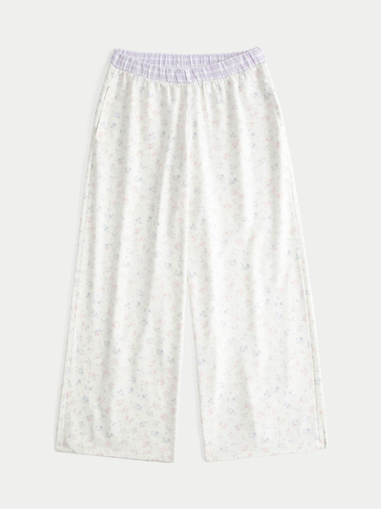 Hollister White Contrast Waist Baggy Flannel Pants - Image 5 of 5 Hollister White Contrast Waist Baggy Flannel Pants - Image 5 of 5