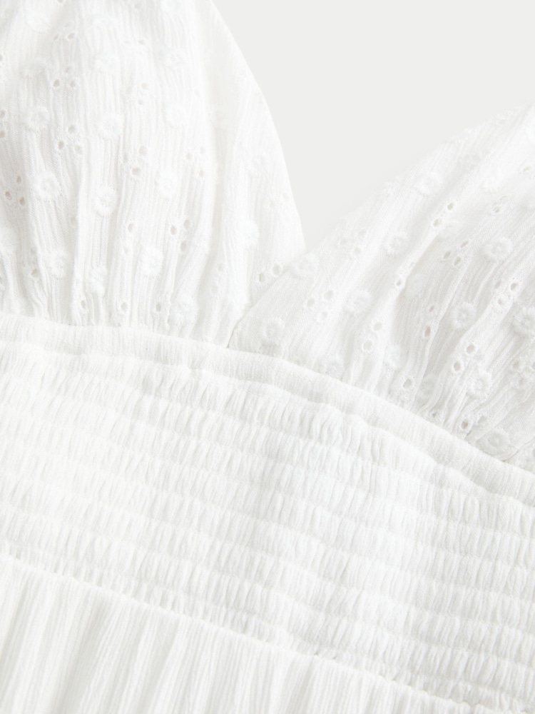 Hollister White Cream Embroidered Strappy Maxi Dress - Image 6 of 6