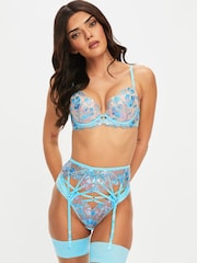 Ann Summers Blue Euphoric Foiled Embroidery Padded Plunge Bra - Image 1 of 5