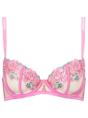 Ann Summers Pink Non Pad Balcony Caged Rose Non Padded Balcony Bra - Image 6 of 6