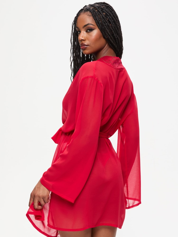 Ann Summers Red The Promising Chiffon Robe - Image 2 of 5