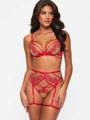 Ann Summers Red Floral Affair Embroidered Non Padded Plunge Bra - Image 1 of 5