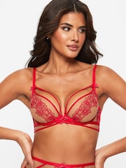 Ann Summers Red Floral Affair Embroidered Non Padded Plunge Bra - Image 2 of 5