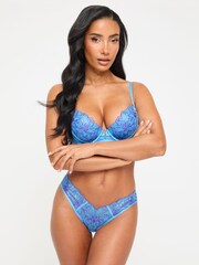 Ann Summers Blue Camille Sequin Embroidery High Waist Brazilian Briefs - Image 1 of 5