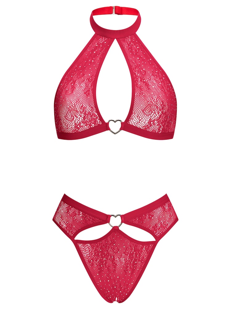 Ann Summers Red Valentine's Heartthrob Diamante Crotchless Set - Image 5 of 5