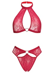 Ann Summers Red Valentine's Heartthrob Diamante Crotchless Set - Image 7 of 7