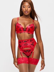 Ann Summers Red Valentine's Roses Embroidered Padded Plunge Bra - Image 2 of 7