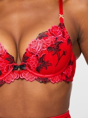 Ann Summers Red Valentine's Roses Embroidered Padded Plunge Bra - Image 6 of 7