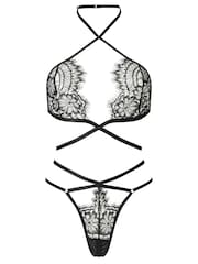 أسود - طقم حمالة صدر بحمالات دانتيل وسروال داخلي رفيع تشكيلة Infinite من Ann Summers - Image 5 of 5