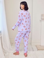 Chelsea Peers Purple Shrimp Heart Print Long Pyjamas Set - Image 4 of 7