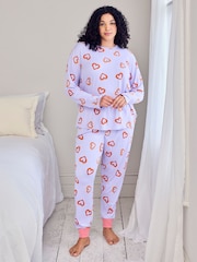 Chelsea Peers Purple Shrimp Heart Print Long Pyjamas Set - Image 6 of 7