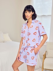 Chelsea Peers Purple Shrimp Heart Print Short Pyjamas Set - Image 2 of 6