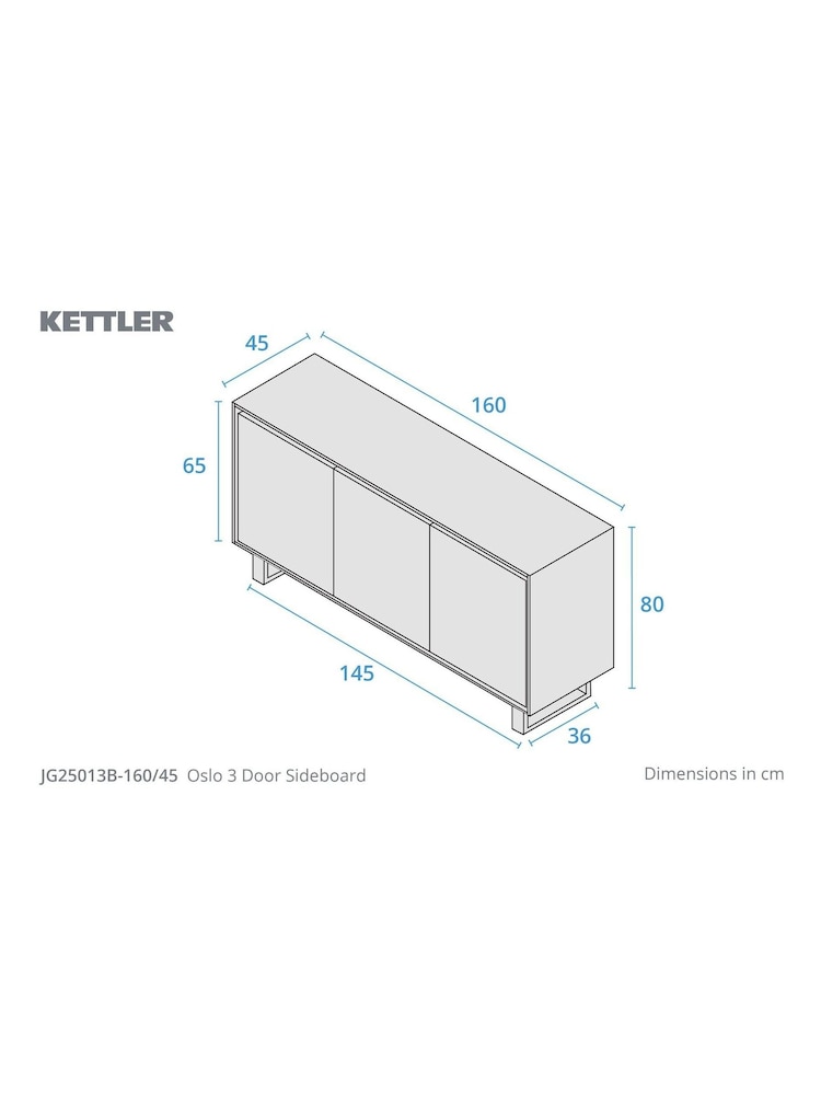 Kettler Beige Oslo 3 Door Sideboard - Image 5 of 5 Kettler Beige Oslo 3 Door Sideboard - Image 5 of 5