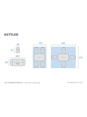 Kettler Grey Vermont 4 Seater Dining Table and Chair Set - Image 6 of 9