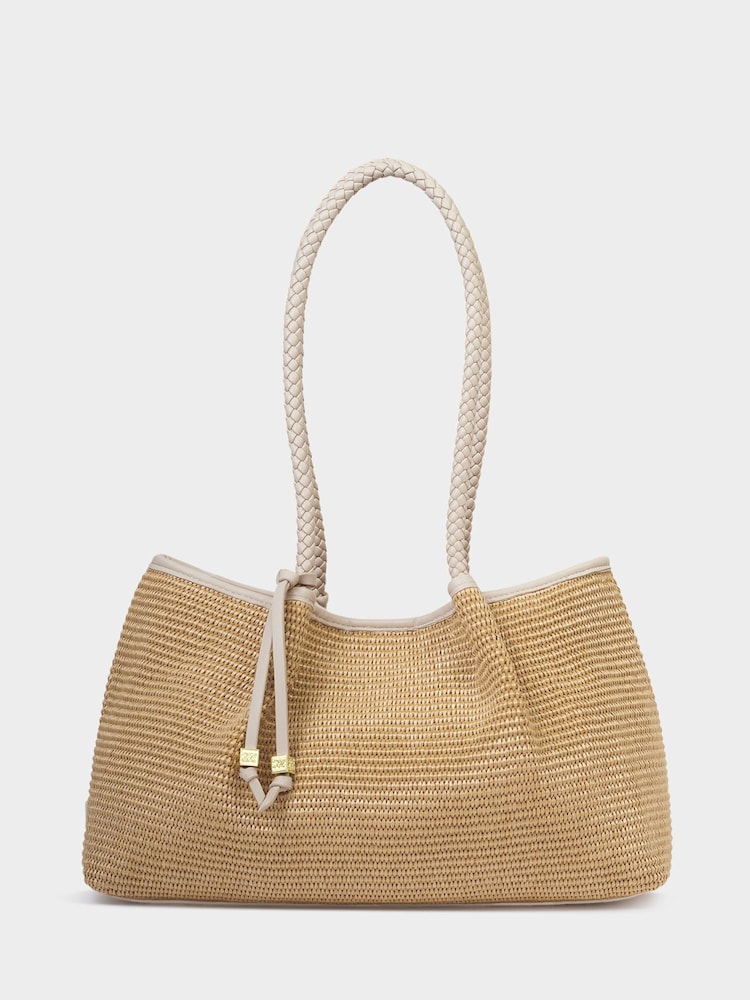 Katie Loxton Light Brown Oyster Nova Raffia Small Shoulder Tote Bag - Image 1 of 5