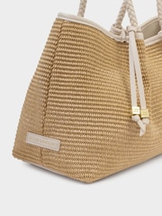 Katie Loxton Light Brown Oyster Nova Raffia Small Shoulder Tote Bag - Image 3 of 5