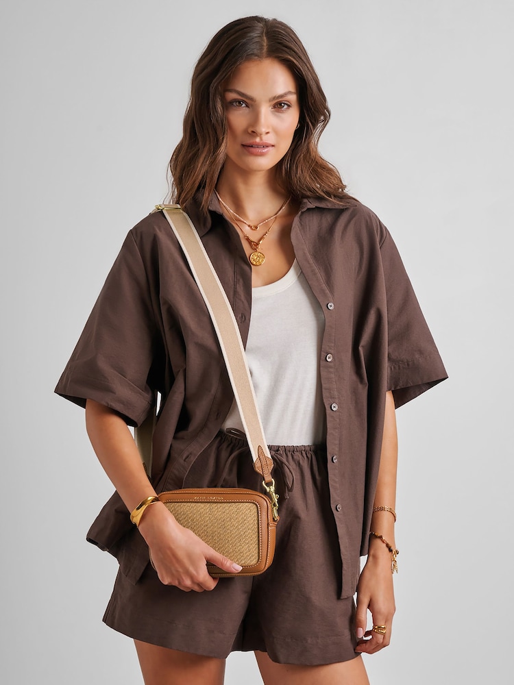Katie Loxton Light Brown Avery Raffia Small Cross-Body Bag - Image 1 of 5 Katie Loxton Light Brown Avery Raffia Small Cross-Body Bag - Image 1 of 5