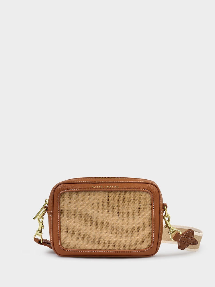 Katie Loxton Light Brown Avery Raffia Small Cross-Body Bag - Image 2 of 5 Katie Loxton Light Brown Avery Raffia Small Cross-Body Bag - Image 2 of 5