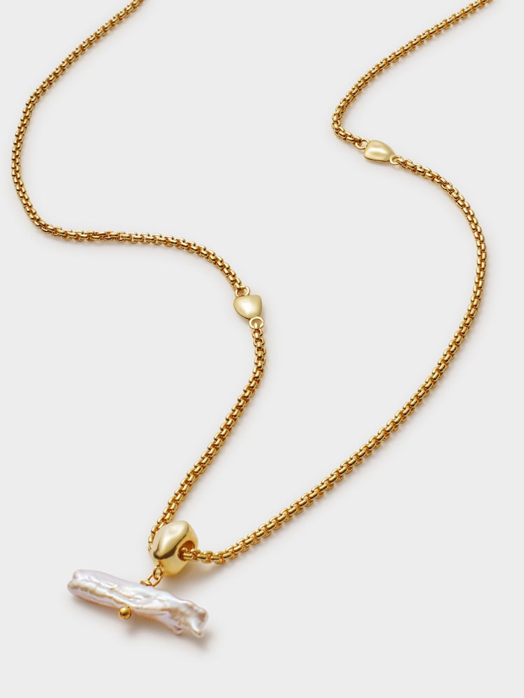 Katie Loxton Tone Sol Pearl T-Bar Necklace - Image 1 of 4 Katie Loxton Tone Sol Pearl T-Bar Necklace - Image 1 of 4