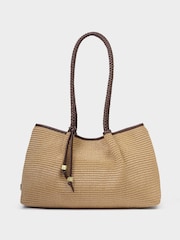 Katie Loxton Brown Oyster Nova Raffia Small Shoulder Tote Bag - Image 3 of 4