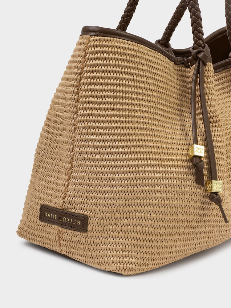 Katie Loxton Brown Oyster Nova Raffia Small Shoulder Tote Bag - Image 4 of 4